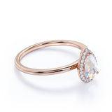 1.50 Carat Pear Shaped Moonstone Wedding Ring in Rose Gold - Vintage Moonstone Ring