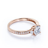 Vintage inspired 1.25 Carat Round cut Moissanite and Diamond Engagement Ring in 10k White Gold