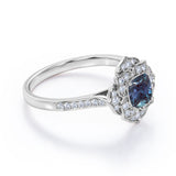 2 Ct Cushion Lab Alexandrite Vintage Engagement Ring