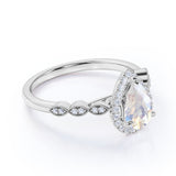 1.5 ct Teardrop Moonstone Art Deco Engagement Ring