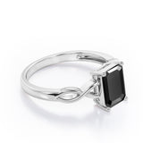 Twisted Infinity 1 Carat Emerald Cut Black Diamond Solitaire Engagement Ring In Rose Gold