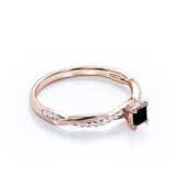 1.15 Carat Princess Cut Lab Grown Black Diamond Twisted Engagement Ring In White Gold