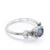 0.45 Ct Round Salt and Pepper Diamond Floral Engagement Ring