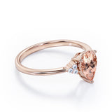 Seven Stone 0.5 carat Pear Morganite and Diamond Dainty Band Engagement Ring in White Gold