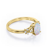 1.1 Ct Oval Cut Lab Created Opal Leaf Engagement Ring