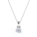 Martini Set 1 Carat Round Certified Moissanite Tension Back Solitaire Pendant Necklace