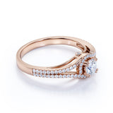 .83 ct Round Engagement Ring - Round Cut Real Diamond - Split Shank - Halo Ring - 10K Rose Gold