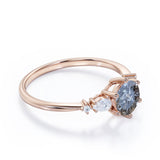 Five Stone 0.85 Ct Round Salt and Pepper Diamond Engagement Ring