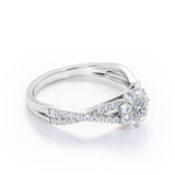 Infinity Twisted Shank 0.5 TCW Round-Shaped Diamond Halo Setting Engagement Ring in 10K Rose Gold