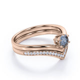 Contour 0.75 Ct Round Salt and Pepper Diamond Wedding Ring Set