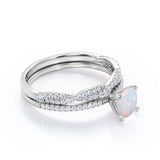 Twisted 1.50 Ct Round Cut Opal Bridal Set