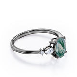 Five Stone 1.25 Carat Oval Moss Agate Engagement Ring