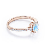1.50 Carat Oval Moonstone Halo Engagement Ring in Rose Gold - Rainbow Moonstone Ring