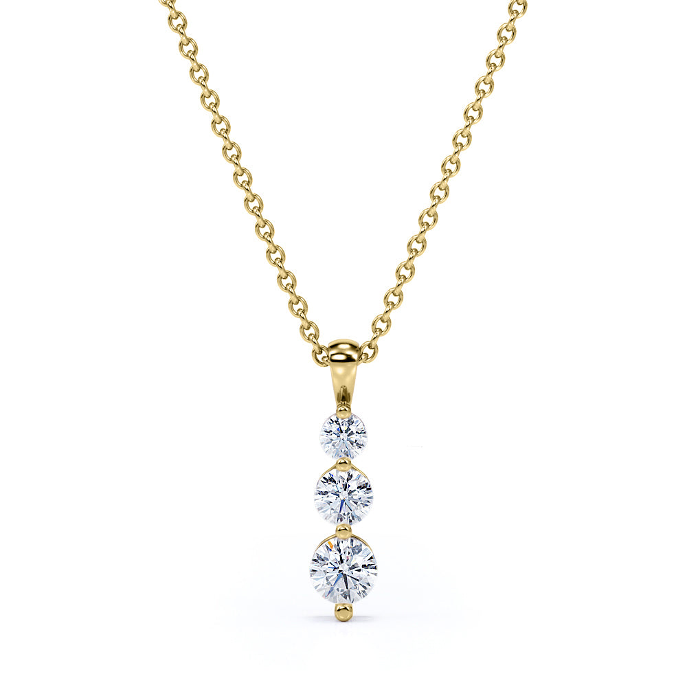 Trilogy Graduated Stones 0.30 carat Round Moissanite Pendant Necklace