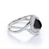 1.75 ct Pear Lab Black Diamond Infinity Engagement Ring