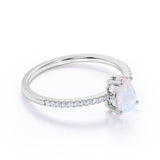 Solitair 0.75 Ct Pear Cut Lab Created Opal Promise Ring