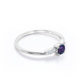 Asymmetric 1.15 Carat Round Cut Lab Created Alexandrite And Diamond Seven Stone Engagement Ring In White Gold