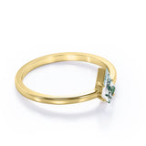 Striking 1 carat Solitaire Kite Shape Moss Agate Engagement Ring in Black Gold