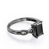 Twisted Infinity 1 Carat Emerald Cut Black Diamond Solitaire Engagement Ring In Rose Gold