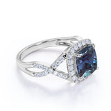 Infinity 2.50 Ct Cushion Lab Alexandrite Engagement Ring