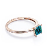 1 Ct Square Lab Alexandrite Solitaire Engagement Ring