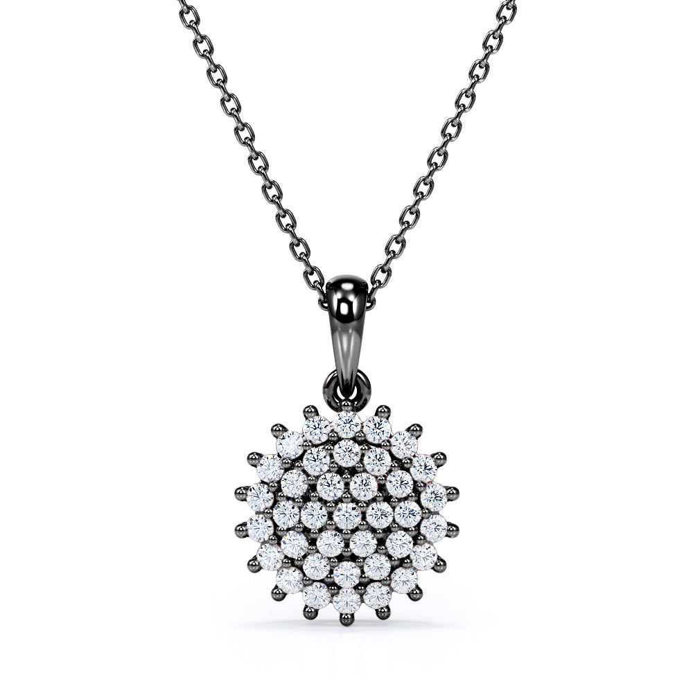 Classic Sunshine 0.35 carat Round Moissanite/ Diamond Pendant Necklace in 18k Yellow Gold Over Silver