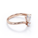 Vintage Milgrain 1 carat Pear Moonstone Nestled Engagement Ring in Rose Gold