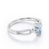 Affordable 1.45 Carat Marquise Cut Aquamarine And Diamond Double Shank Engagement Ring In White Gold