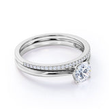 Four Prong 1.25 Carat Round Cut Moissanite Bridal Set