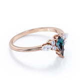 Modern Six Prong Set 1 Carat Kite Shaped Lab Created Alexandrite And Diamond Seven Stone Engagement Ring For Women In White Gold