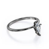 Dainty Solitaire 1 carat Kite Moissanite Engagement Ring in Black Gold