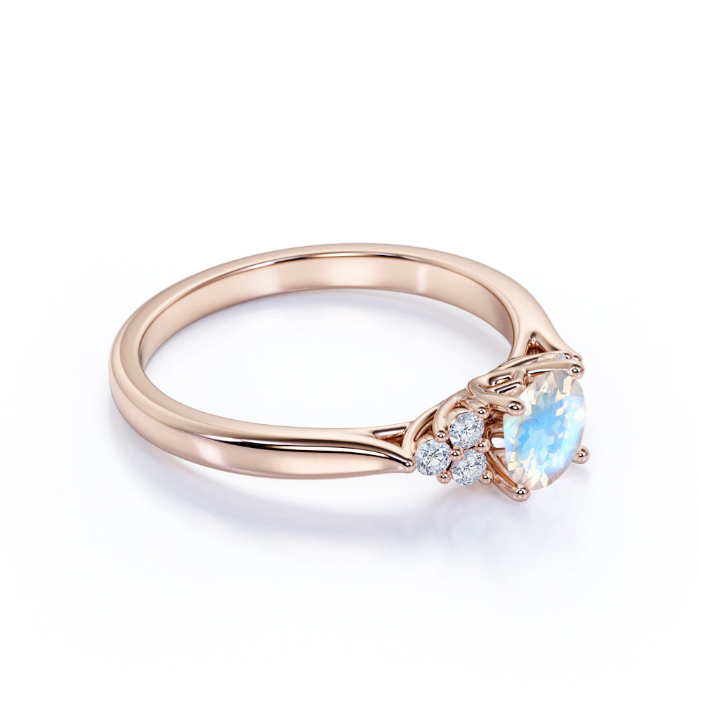 1.25 Carat Round Moonstone Engagement Ring in White Gold - Antique Moo ...