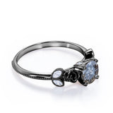 0.45 Ct Round Salt and Pepper Diamond Floral Engagement Ring