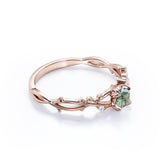 Nature-Inspired Infinity 0.55 carat Round Moss Agate and Moissanite Engagement Ring in White Gold