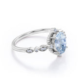 1.25 ct Oval Cut Aquamarine Antique Art Deco Engagement Ring