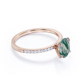 1.25 ct Oval Cut Green Moss AgatePave Engagement Ring