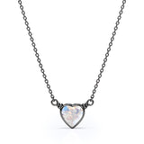 Bezel 0.5 carat Petite Heart Pendant with 18k Black Gold Over Silver Necklace