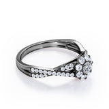 Infinity Twisted Shank 0.5 TCW Round-Shaped Diamond Halo Setting Engagement Ring in 10K Rose Gold