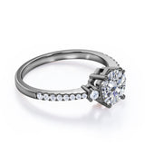 Tapered 1.20 Carat Round Moissanite Engagement Ring
