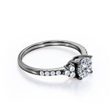 Classic 7 Stone Cluster 1 CT TDW Round Cut Diamond Engagement Ring for Her in Rose Gold