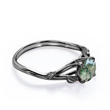 Split Shank 0.75 Carat Round Cut Moss Agate Promise Ring