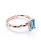 1 Carat emerald cut Aquamarine Solitaire Engagement Ring in White Gold