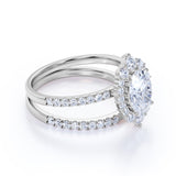 1.75 Carat Vintage Moissanite and Diamond Snowflake Cluster Ring Oval Cut Bridal Set in Rose Gold