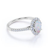 1.75 Ct Oval Cut Lab Created Opal Halo Engagement Ring