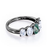 Oval Basket Set 1.25 carat Moss Green Agate and moissanite Fine Jewelry Ring in Rose Gold