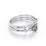 Twist 0.85 Ct Round Salt and Pepper Diamond Wedding Ring Set