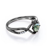 Infinity 0.6 Carat Round Moss Agate Engagement Ring