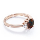 Tapered 1.10 Carat Round Cut Ethiopian Black Opal And Diamond Seven Stone Engagement Ring In White Gold