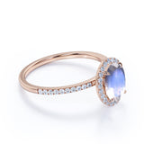 1.5 ct Oval Rainbow Moonstone Halo Engagement Ring