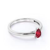 1 ct Pear Lab-Created Ruby Solitaire Engagement Ring